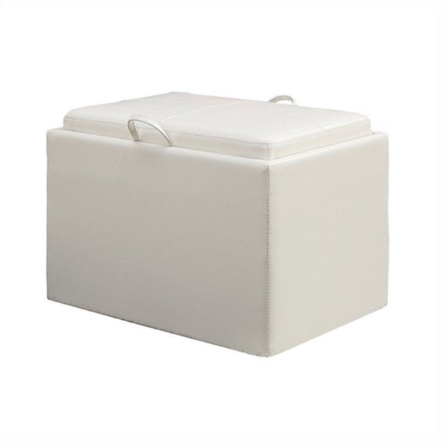 Convenience Concepts Designs4Comfort Accent Storage Ottoman White Faux Leather