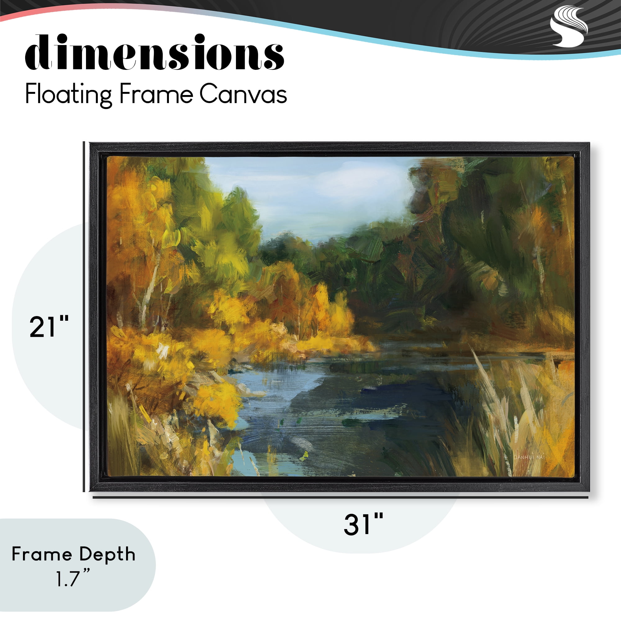 Stupell Industries Autumn River Bend Abstract Black Framed Floater Canvas Wall Art, design by Danhui Nai