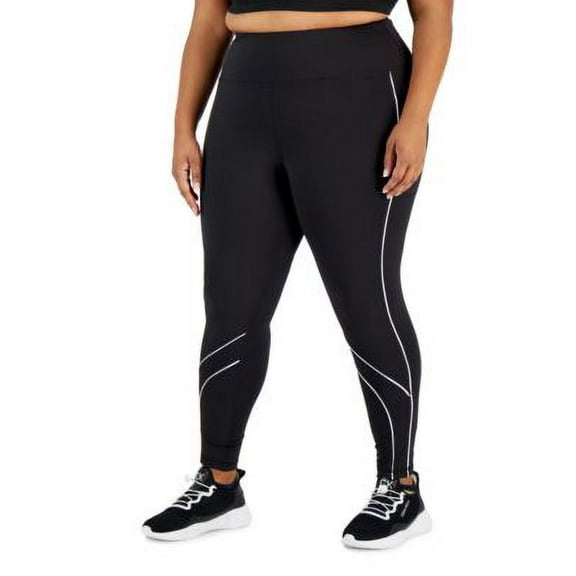 MSRP $35 Ideology Plus Size Colorblocked Compression 7/8 Leggings Black Size 3X