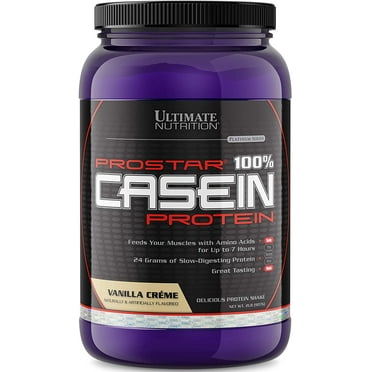 Ultimate Nutrition Prostar Micellar and Hydrolyzed Casein Protein Powder - Fat Free Overnight Muscle Growth and Recovery with BCAAs, 2 Pounds, Vanilla
