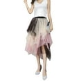 thumbnail image 3 of Caitzr Women Tutu Tulle Skirt Elastic High Waist Layered Skirt Contrast Color Mesh A-Line Midi Skirt, 3 of 7