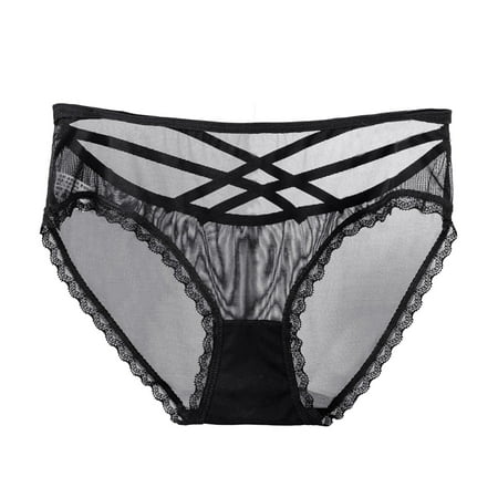 HCNTES Women Sexy Lace Bikini Panties Hollow Out V-Shape Waistband No Show Underwear Cheeky Hipster XL Dark Gray