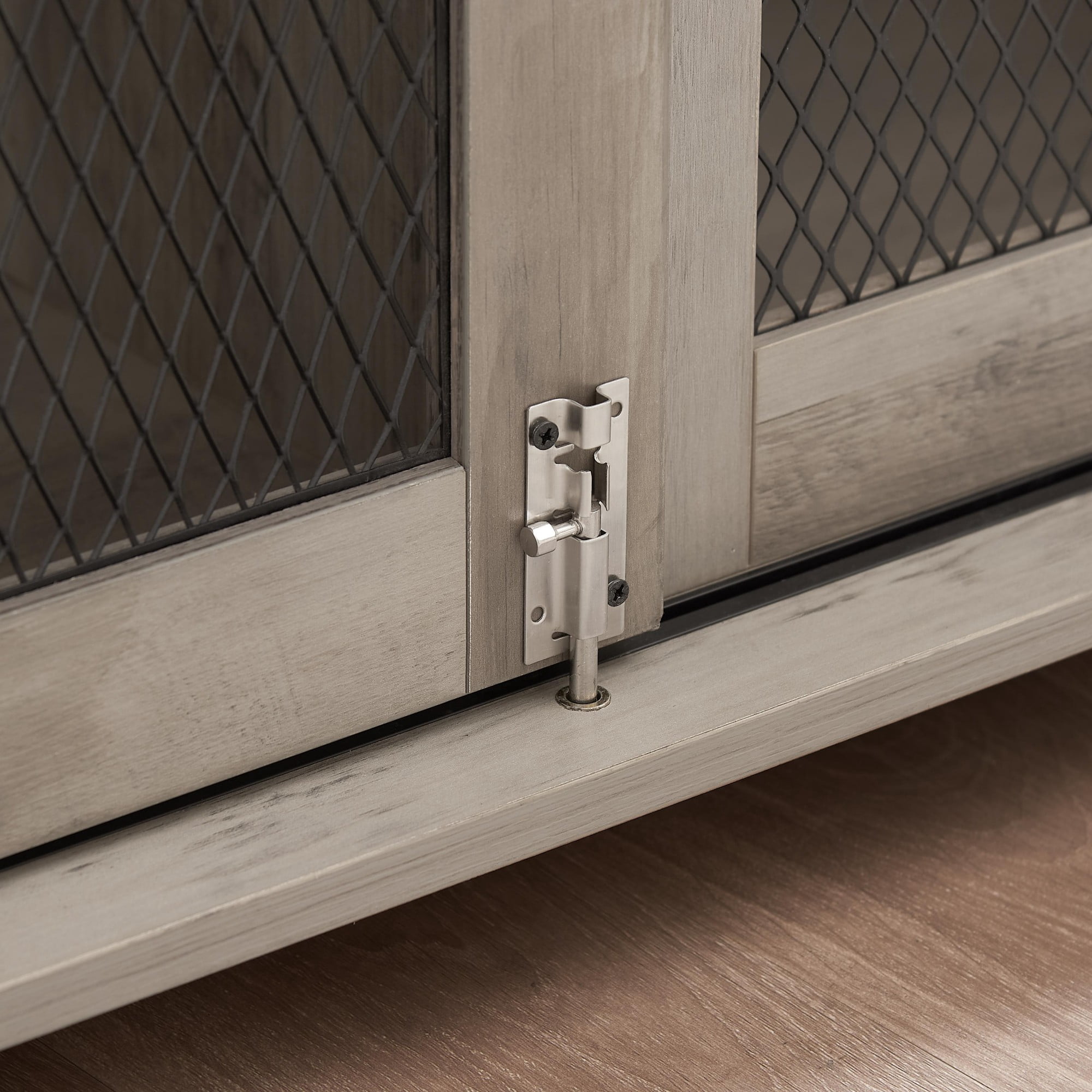 ENNSOO Wooden Dog House with Sliding Barn Door, Farmhouse Style Pet House with Detachable Divider, Solid Wood Construction for Indoor Use