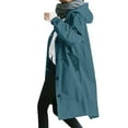 thumbnail image 4 of Dyfzdhu Long Trench Coats for Women Plus Size Hooded Loose Long Sleeve Solid Fall Winter Jacket With Pocket Lake Blue, 4 of 6