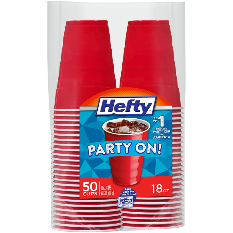 Easy Grip Disposable Plastic Party Cups, 9 oz, Red, 50/Pack