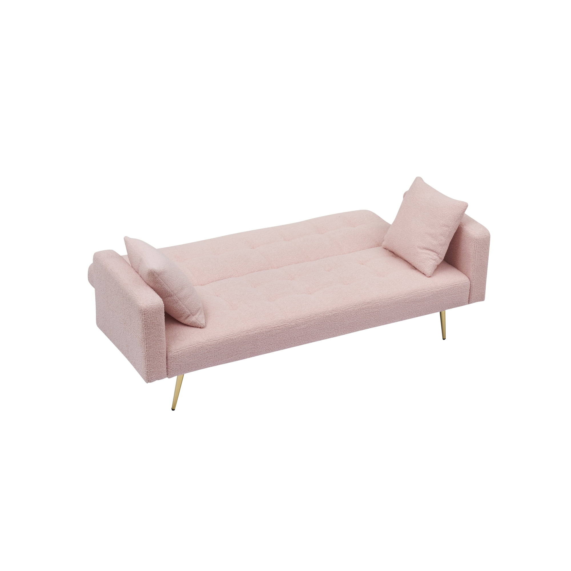 71" W Teddy Convertible Futon Sofa Bed,Modern Upholstered Loveseat Sofa Couch for Living Room,Small Space,Pink