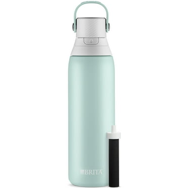 Brita 20 oz Glacier Premium Stainless Steel Leak Proof Filtered Insulated Water Bottle with Straw