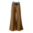 thumbnail image 4 of WTOBBY Women's Hollow Belt Detail Flared Wide Leg Pants - Office Casual Trousers with High Waist & Stretch Fabric for Professional Chic Looks,Coffee 2XL, 4 of 5