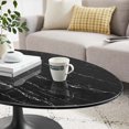 thumbnail image 6 of Modway Lippa Round 48" Artificial Marble Mid-Century Modern Coffee Table in Black Black, 6 of 7