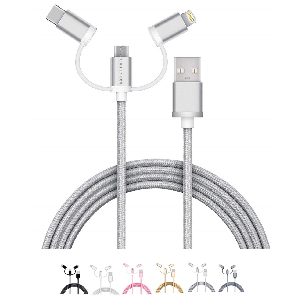 Dog Paw Cat Paw 3 in 1 USB Multi Function Charging Cable Data Transmission USB Cable for Mobile Phones and Tablets Compatible with Various Models with Storage Bag 