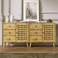 thumbnail image 4 of RoyalCraft Storage Cabinet with a Basket Weave Wooden Door & 3 Drawers, Coffee Bar Cabinet with Adjustable Shelves, Vintage Buffet Sideboard for Living Room, Hallway, Entryway, Dining Room, 4 of 8