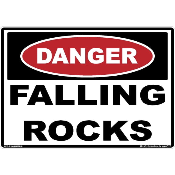 Danger Falling Rocks Material Debris Label Sticker Decal Construction Explosive Demolition Red Black Made in America (3.5 x 5)