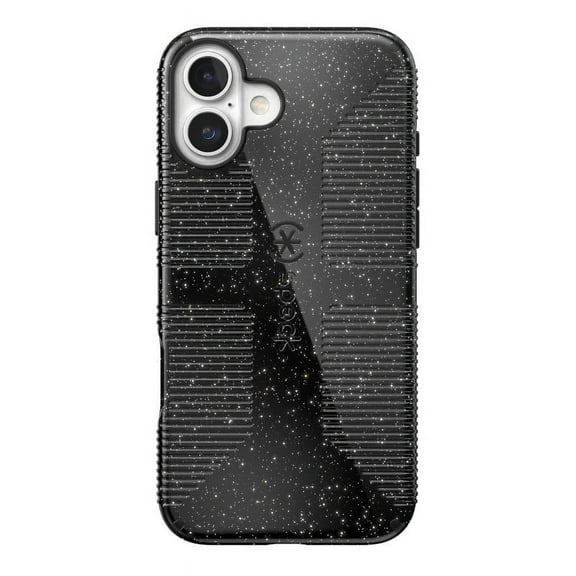 Speck iPhone 16 Plus CandyShell Grip with MagSafe in Black Glitter and Steel Black