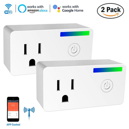 Wi-Fi Smart Plug,Mini Socket Outlet with Energy Monitoring, Compatible with Alexa and Google Home Assistant, Remote APP Control Power Switch Smart Timer Plug, No Hub Required (2
