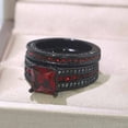 thumbnail image 7 of GY Black Gold Plated Red 1.5CT CZ Women Wedding Ring Sets 2pcs Engagement Ring for Woman, 7 of 7