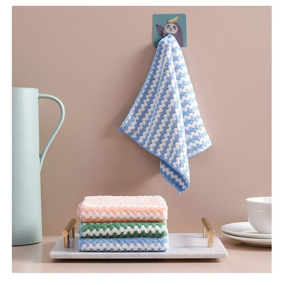 Thickened Dishwashing Cloth Set 5 Pack | Wave Pattern Dishcloths for Kitchen Cleaning Degreasing | Absorbent Microfiber Scrub Rags | Reusable Durable Towels | 25x25cm Household Essentials