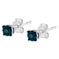 thumbnail image 2 of Two Tone Sterling Silver 1/10ct TDW Color Treated Diamond Miracle-Plated Stud Earrings (Blue, I3), 2 of 6