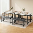 thumbnail image 4 of 3Piece Dining Table Set for 4, Rectangular  Kitchen Table with Upholstered Benches, Room Dining Table Set,  for Small Space, Apartment, 4 of 7