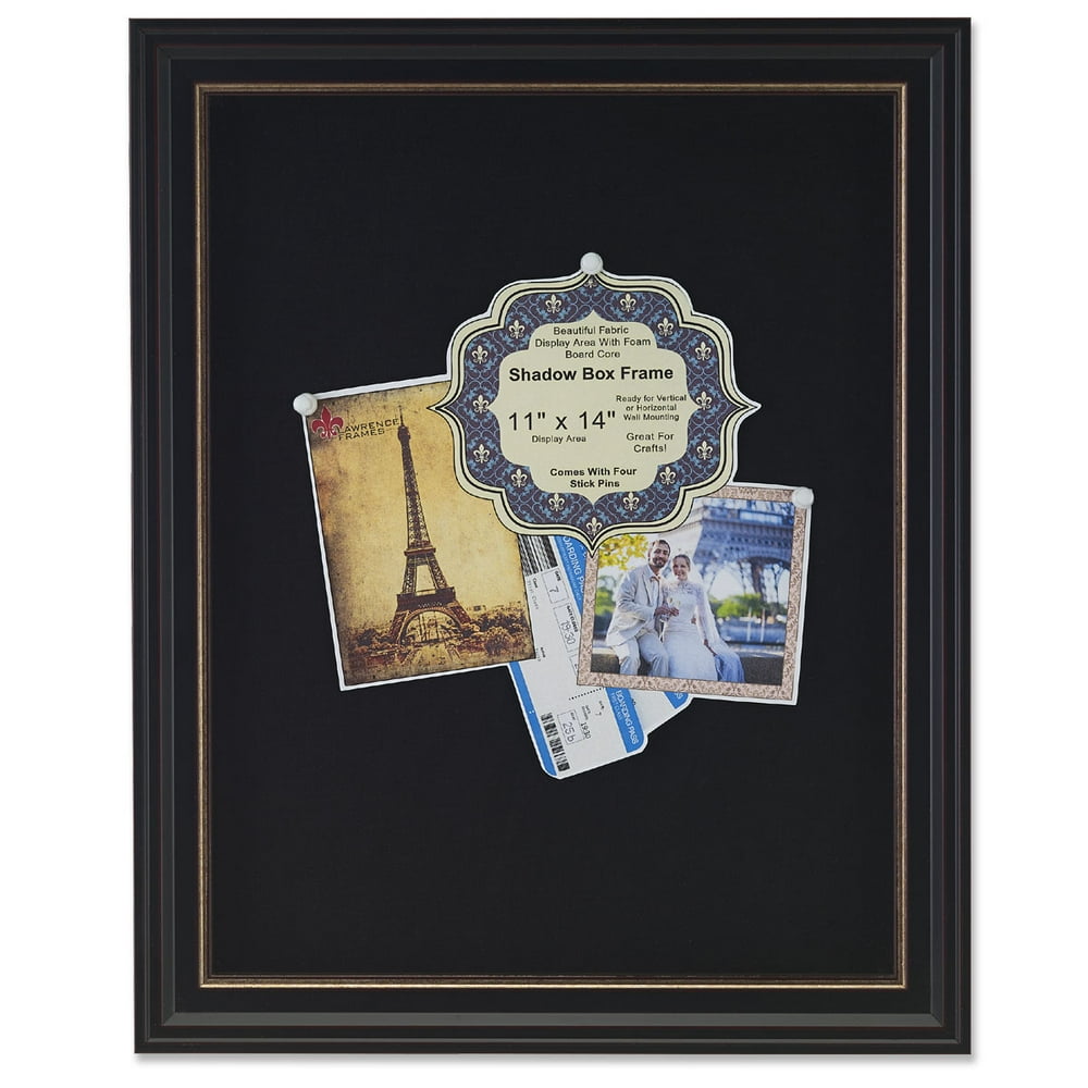 11x14 Black Shadow Box Frame with Gold Inner Liner - Black ...