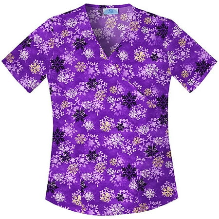 Dots Winter Mock Wrap Scrub Top