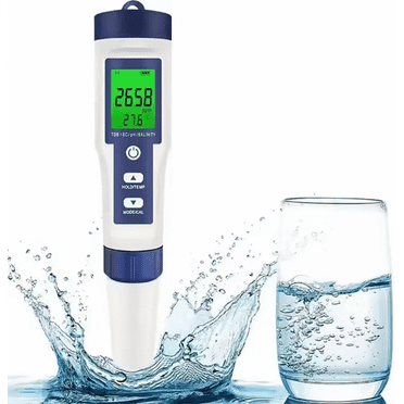 Lzyawe Pool Salt Tester & PH Meter, Hofun Digital Salinity Meter and PH Tester for Pool Saltwater and Drinking Water, 5 in 1 Salinity PH Temp EC and TDS Meter Swimming Pool Hot Tub Spas-1220