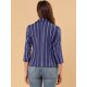 thumbnail image 5 of Blazer De Solapa Con Muescas Y Mangas 3/4 A Rayas Para Mujer Azul profundo M, 5 of 6