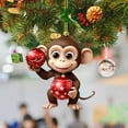 thumbnail image 2 of Christmas Tree Pendant Tree Monkey Pendant Christmas Pendant Book Stacking Ornaments Christmas Monkey Holding Christmas Acrylic Ornaments New Year Ornaments, 2 of 4