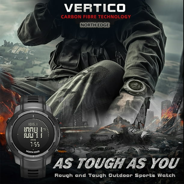 mirar Reloj digital para deportes al aire libre para hombre Brujula Altimetro Barometro Reloj resistente al agua hasta 50 m Bodega Aurrera en linea