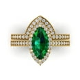thumbnail image 2 of Clara Pucci 14K Yellow Gold 2.4875 Simulated Emerald Engraveable Engagement Ring + Wedding Band Set, 2 of 7