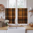 thumbnail image 2 of Brown Checked Kitchen Curtains 54 Inch Length, Farmhouse Tan Brown Buffalo Plaid Tiers Curtains for Bathroom Bedroom Cafe, Light Filtering Small Window Treatment Short Drapes 2 Panels 42"Wx54"L, 2 of 9
