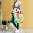 thumbnail image 6 of Open Top Canvas Tote Bag with Zipper Reusable Shopping Bag 13.5x15" Roomy Carryall Tie-dyed Colorful Spiral Pattern, 6 of 9