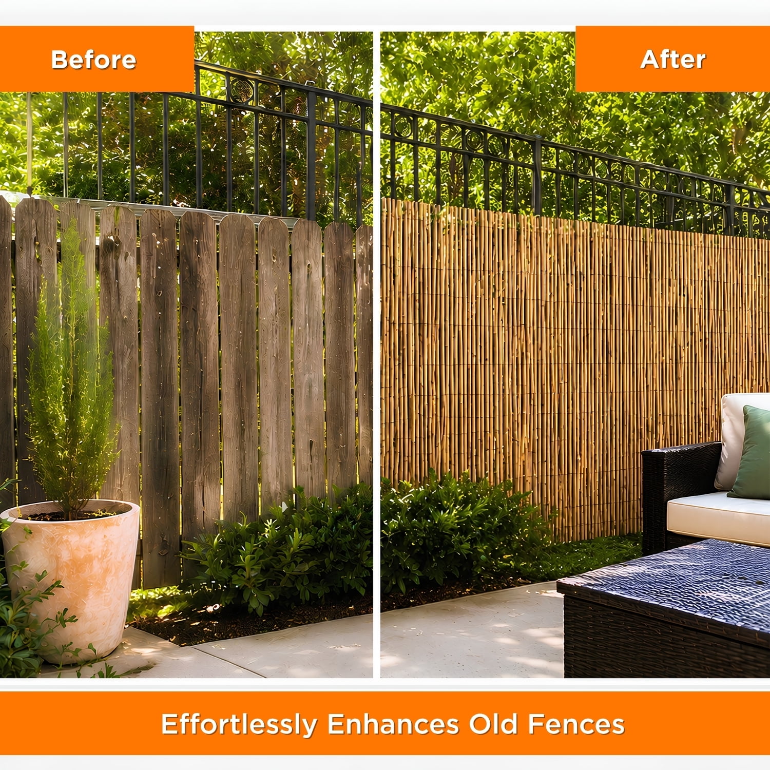 Natural Jumbo Reed Bamboo Fencing, 4 ft. H x 8 ft. L