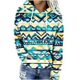 thumbnail image 2 of JTZGDY Vintage Hooded Sweatshirts for Women Fashion Aztec Print Ethnic Style Western Shirts Lightweight Casual Fall Long Sleeve Drawstring Hoodie Outwear Tops with Kangaroo Pockets Multicolor#31 L, 2 of 6