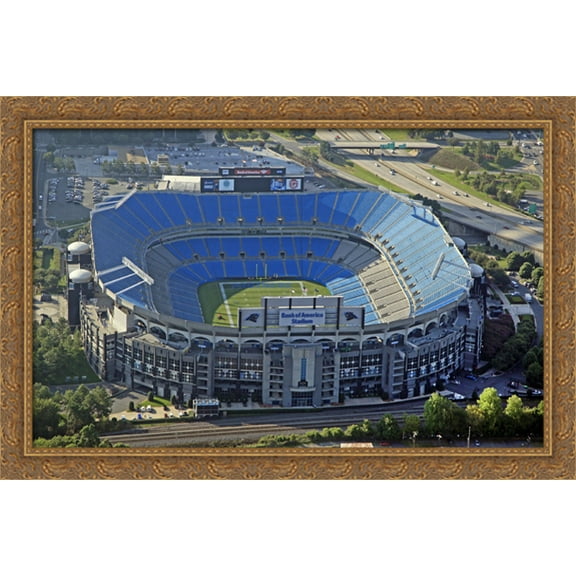 Bank of America Stadium 40x26 Large Gold Ornate Wood Framed Canvas Art - Home of the Carolina Panthers