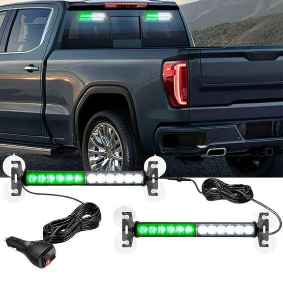 Nilight 24LED Emergency Strobe Traffic Advisor Light Bar 2 in 1 Green White Dash Warning Safety Flashing Lights Front/Rear Windshield Construction Lights for Trucks Cars