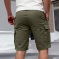 thumbnail image 4 of Domuza Cargo Shorts for Men Drawstring Stretch Elastic Waist Summer Casual Work Short with Pockets Army Green L, 4 of 4