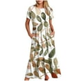 thumbnail image 1 of Pisexur Robe à Manches Courtes Col Rond Mode Femme Robe Imprimée Col Rond Blouse Femme, 1 of 4