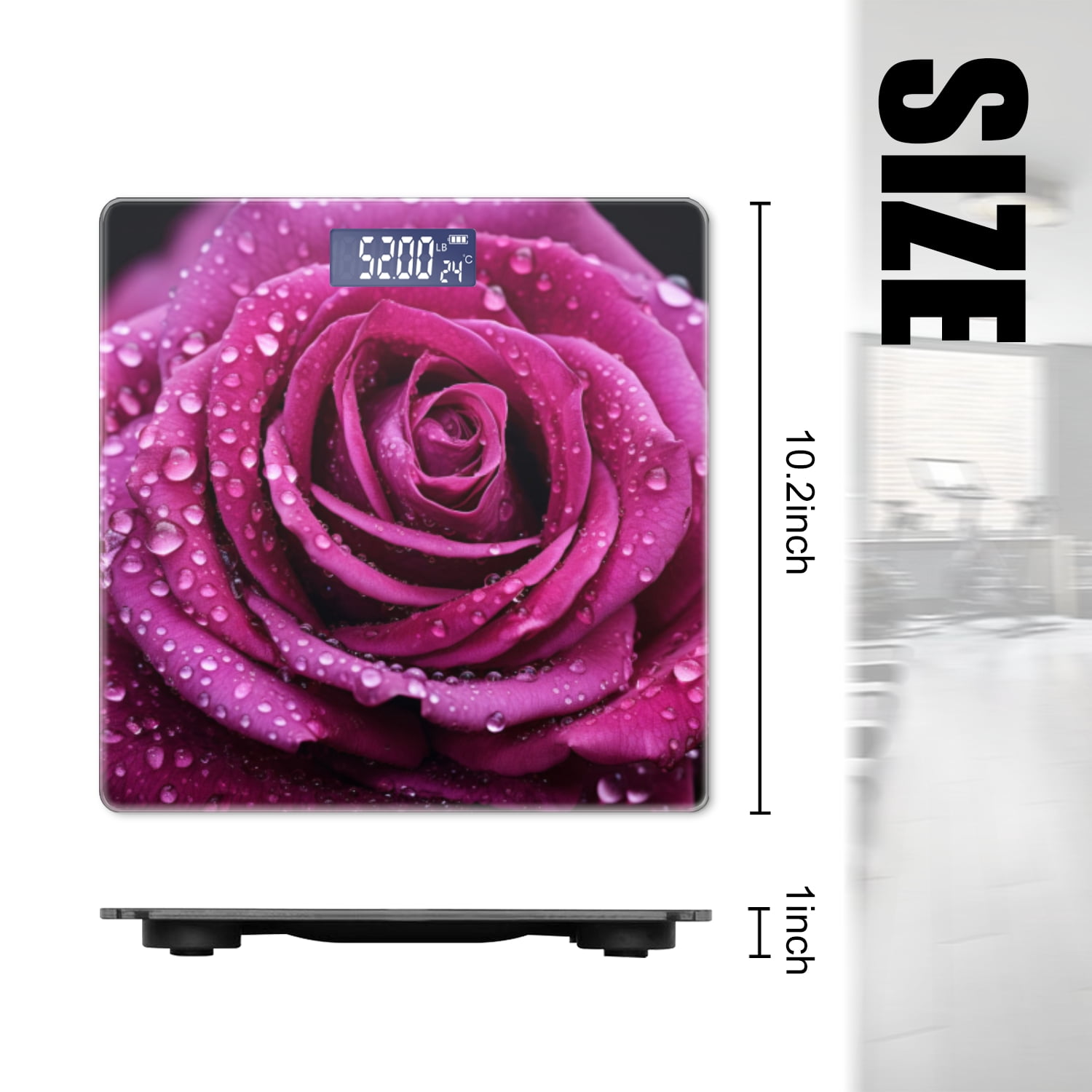 Bathroom Scale, Highly Accurate Digital Body Scale,Precisely Measures Weight up to 400 lbs-Rose With Drops Of Water