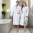 thumbnail image 2 of Canadian Linen Women Shawl Collar Terry Waffle Bathrobes Soft Absorbent Cotton Bathrobes for Shower bath Women Spa & Salons Lounge Robes, Large, White, 2 of 8