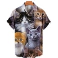 thumbnail image 2 of Camisa hawaiana con estampado 3D completo de gato para hombre, camisetas casuales de manga corta con botones para verano, camisas para hombre, 2 of 5
