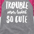 thumbnail image 3 of Instant Message - Trouble Never Looked So Cute - Toddler & Youth Girls Raglan Graphic T-Shirt, 3 of 5