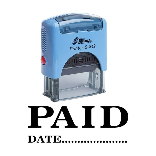 PAID WITH DATE Self Inking Rubber Stamp Office Stationery Custom Shiny Stamp