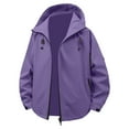 thumbnail image 4 of Plus Size Rain Jacket Women Windbreaker Hooded Jackets Sun Protection Lightweight Jacket Packable Waterproof Rain Coat Hiking Functional Windbreaker Work Coat (Purple,S), 4 of 4