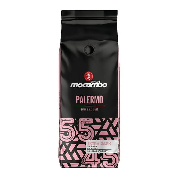 Caffé Palermo Whole Bean Coffee, Extra Dark Roasted, 2.2 Pound (Pack of 1), Coffee Blend 55% Arabica and 45% Robusta, Premium Italian Coffee