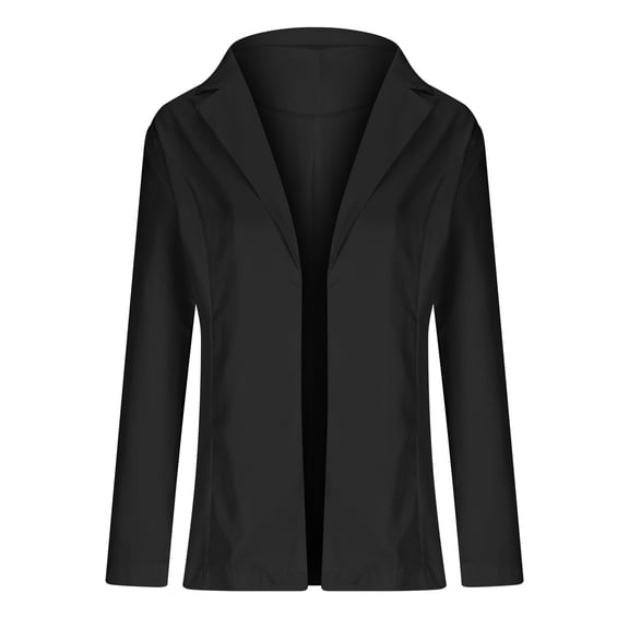 WXLWZYWL Winter Coats for Women Clearance Sale Women Business Attire Solid Long Sleeve Suit Collar Slimming Cardigan Suit Coat Tops Jacket Black
