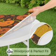 thumbnail image 5 of Halloween Themed Round Stretch Tablecloth with Elastic Hem for 52 Inch Table - Pumpkin Design Washable Fabric for Party Dining, 5 of 6