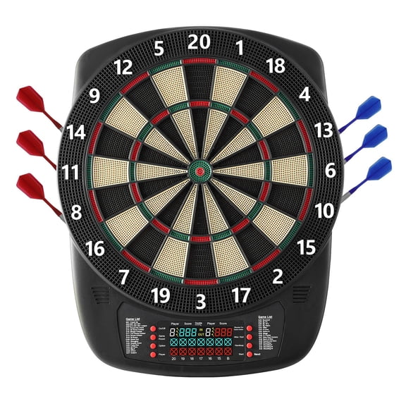 13.5" Electronic Dartboard, 43 Games (200+ Variations), Color LCD, 6 Darts + 50 Tips for 8 Players, Home Party