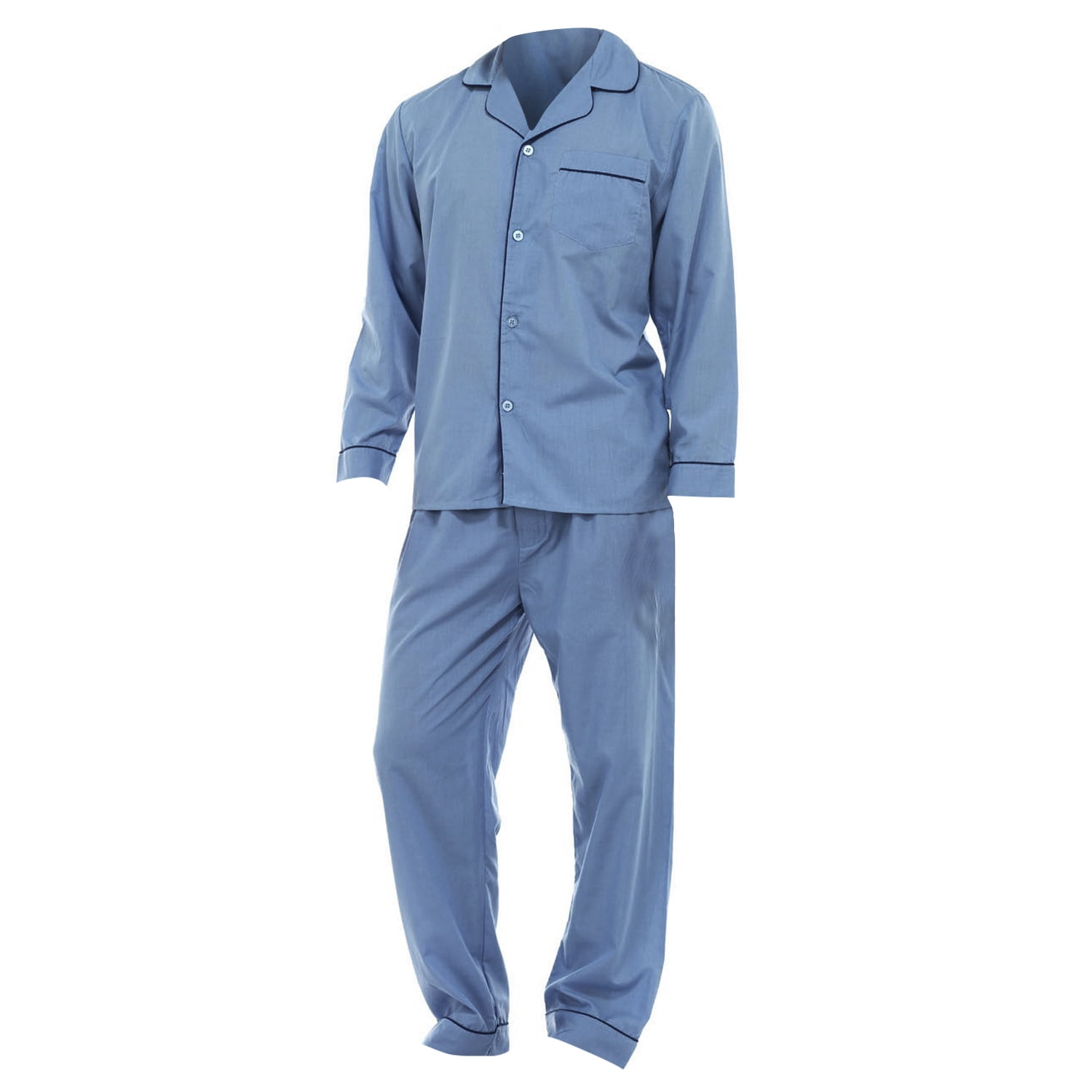 Universal Textiles Mens Plain Long Sleeved Woven Pyjama Nightshirt 