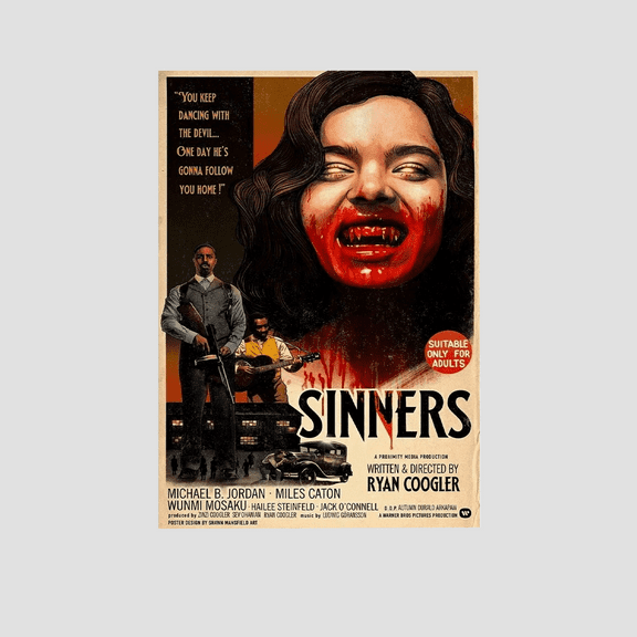 Movie Poster Wall Decor - Sinners Movie 2025 Horror Movie - Vintage Style - Size 24''x36'' - Postora