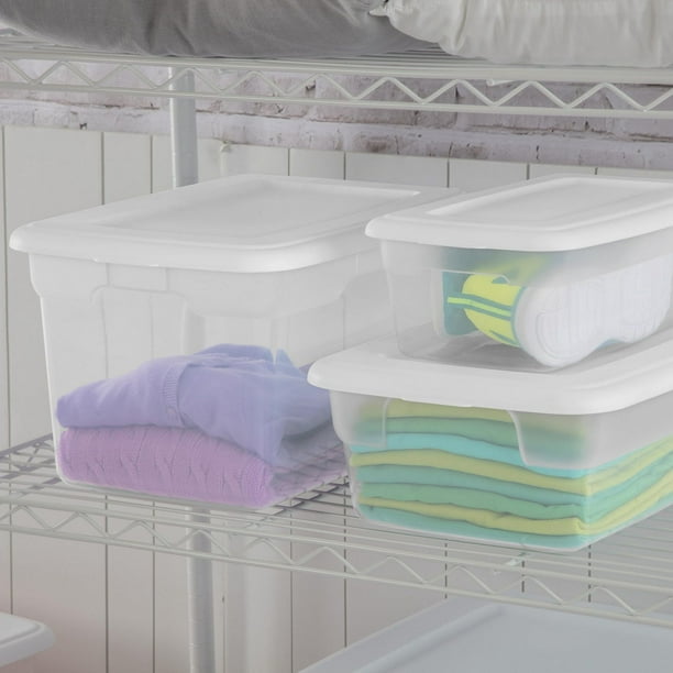 Sterilite 11.4 L Storage Box, Clear Plastic Storage Bin with Snap